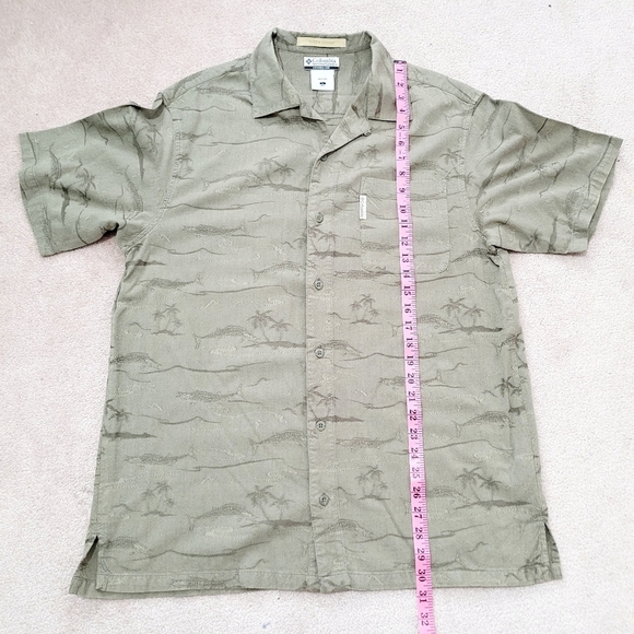 Columbia River Lodge Fish Print Button Down Short Sleeve Shirt Men's Size Large - Picture 7 of 8